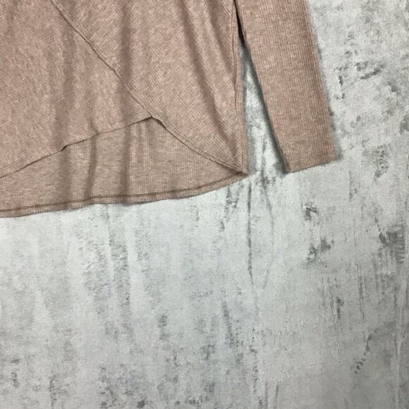 H by Bordeaux Women’s Tan Ribbed Mock Neck Hi-Low Hem Sweater Size XL NWT - Picture 12 of 16